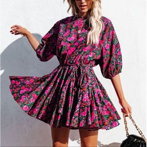 Vici dolls Floral cotton tie dress